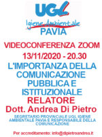 VIDEOCONFERENZA ZOOM 13/11/2020: L’IMPORTANZA DELLA COMUNICAZIONE PUBBLICA E ISTITUZIONALE –  RELATORE DOTT. ANDREA DI PIETRO